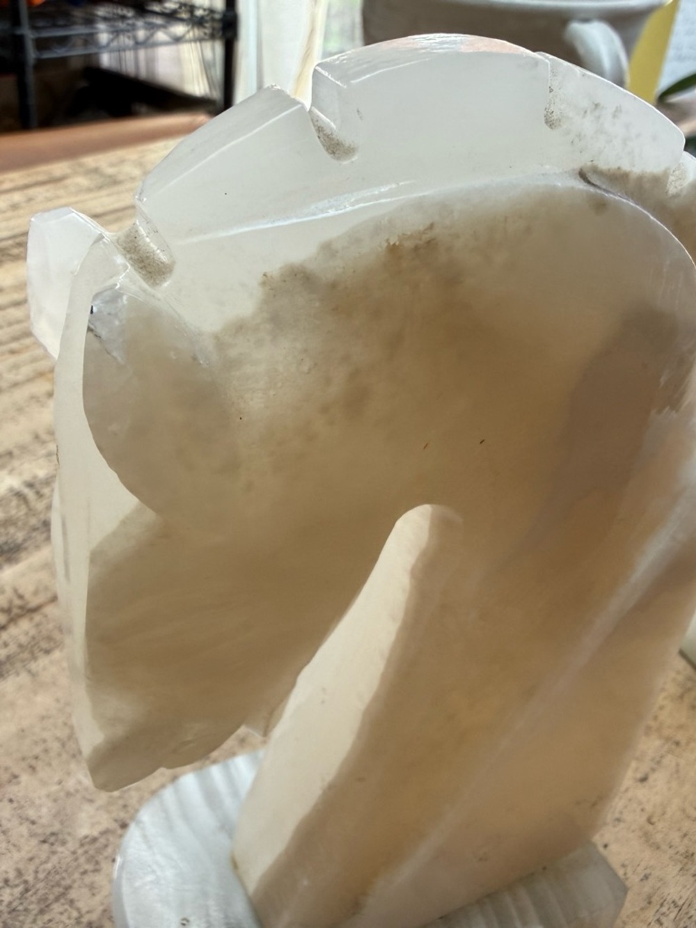 Stone Horse Head Sculpture - Cream Alabaster Finish